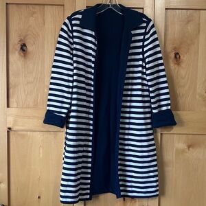 No tags. Navy and White reversable Striped Sweater